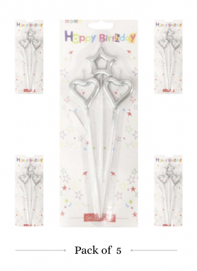 Star heart hollow candle Silver pack of 5