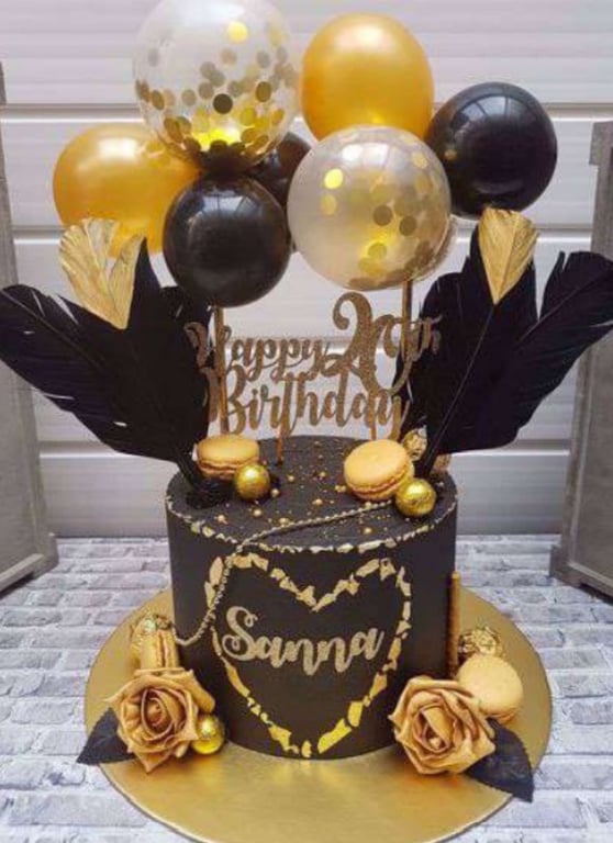Cake topper balloon bunch Black gold 5 inch pack of 1