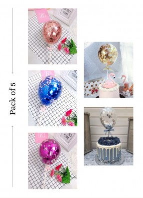 Confetti Balloon Cake Topper 5 colors pack of 5