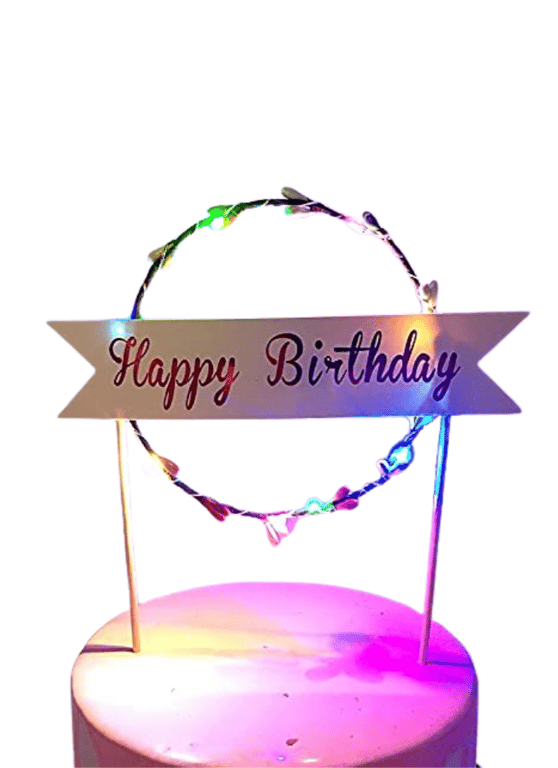 Happy Birthday LED Round Shape Cake Topper Multi