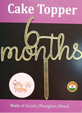 6 Months Gold Mirror Acrylic Topper 6 inch Pack of 1