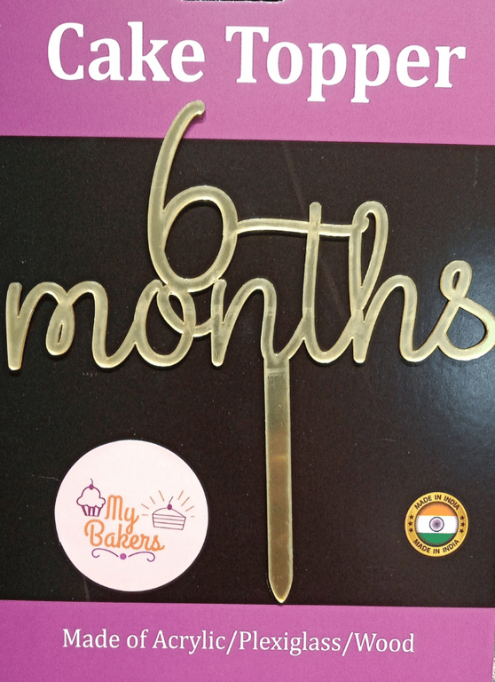 6 Months Gold Mirror Acrylic Topper 6 inch Pack of 1