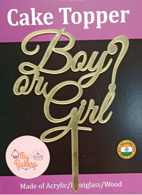 Boy or Girl Gold Mirror Acrylic Topper 6 inch Pack of 1