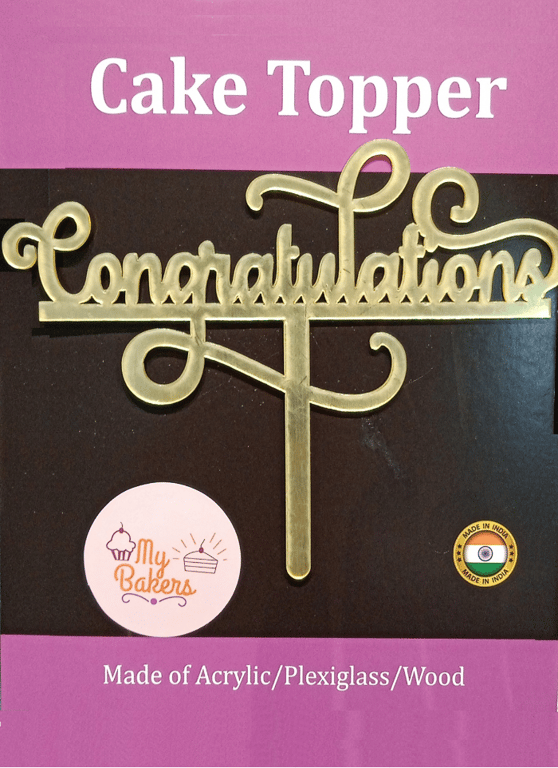 Congratulations Gold Mirror Acrylic Topper 6 inch Pack of 1