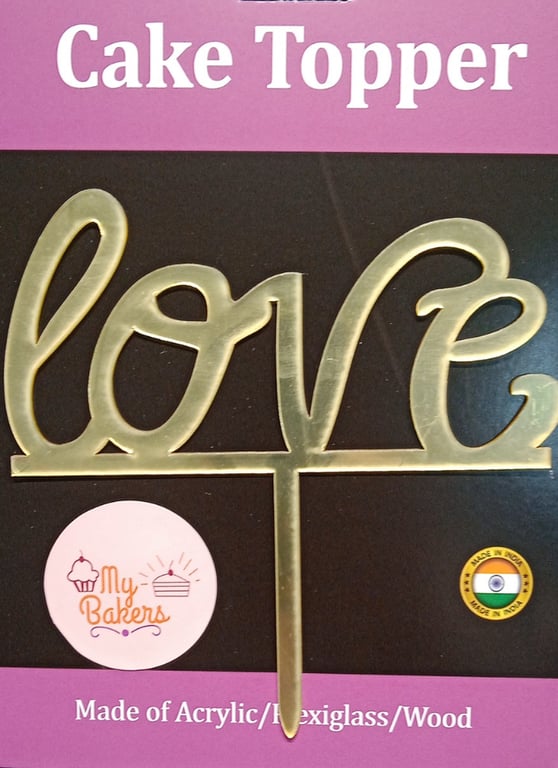 Love Gold Mirror Acrylic Topper 6 inch Pack of 1