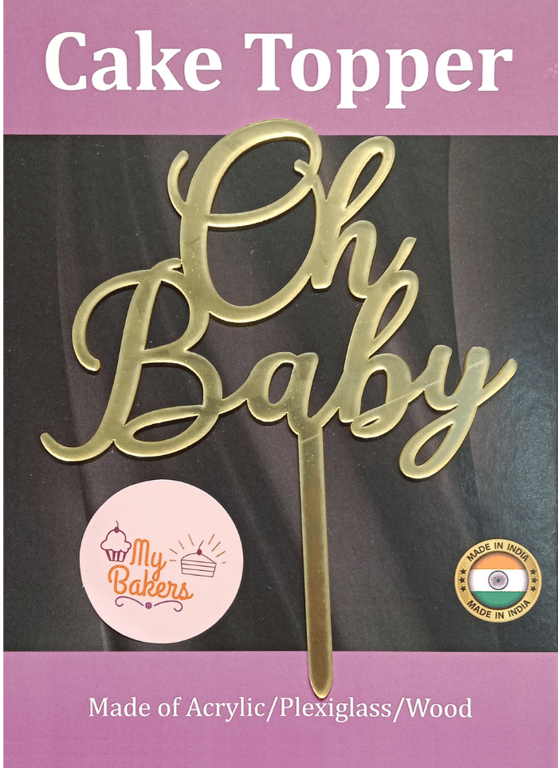 Oh Baby Golden Acrylic Topper 6 inch Pack of 1