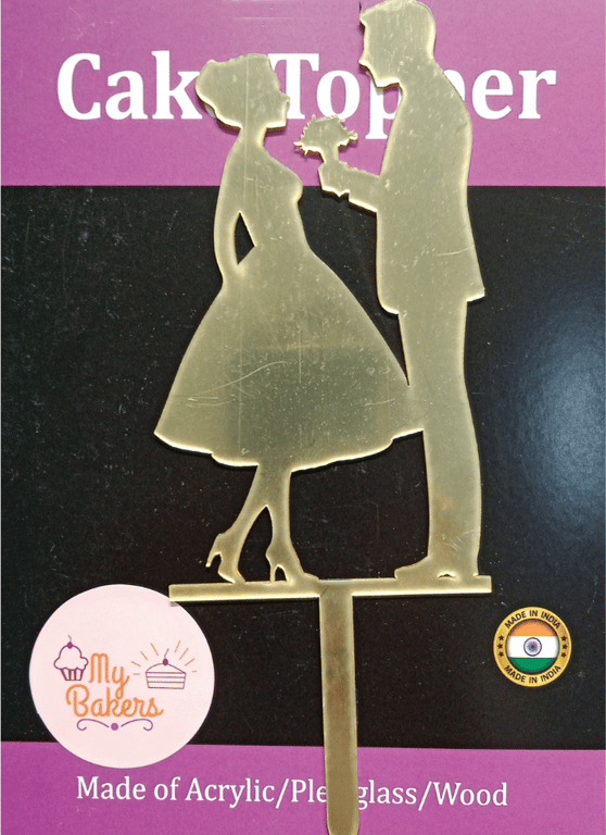 Proposing Girl Gold Mirror Acrylic Topper 6 inch Pack of 1