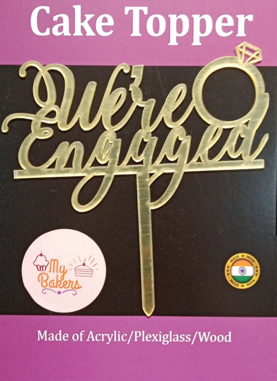 We Are Engaged Gold Mirror Acrylic Topper 6 inch Pack of 1
