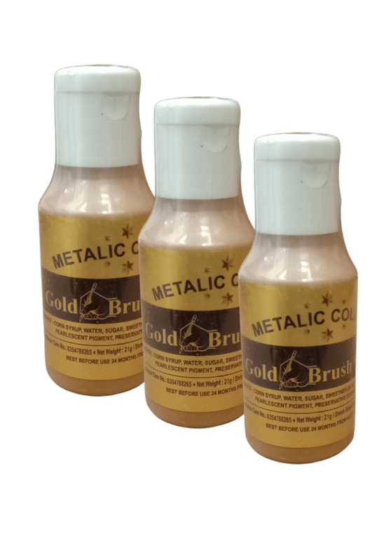 Metallic Food Color Gold Brush Paint pack of 3
