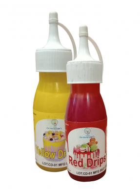 Cake Drips Color Red Yellow pack of 2