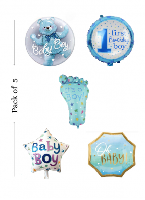 Baby boy foil balloon 5 pieces pack of 1