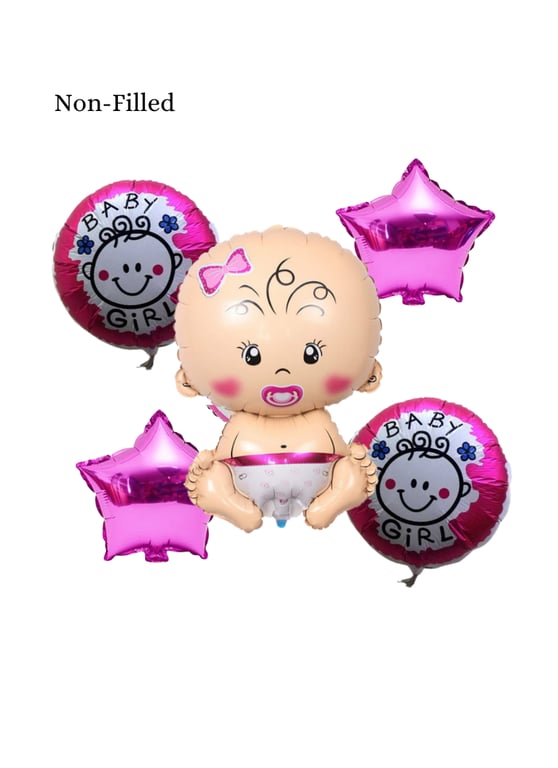 Baby Girl 5 Piece Set Foil Balloon Pink