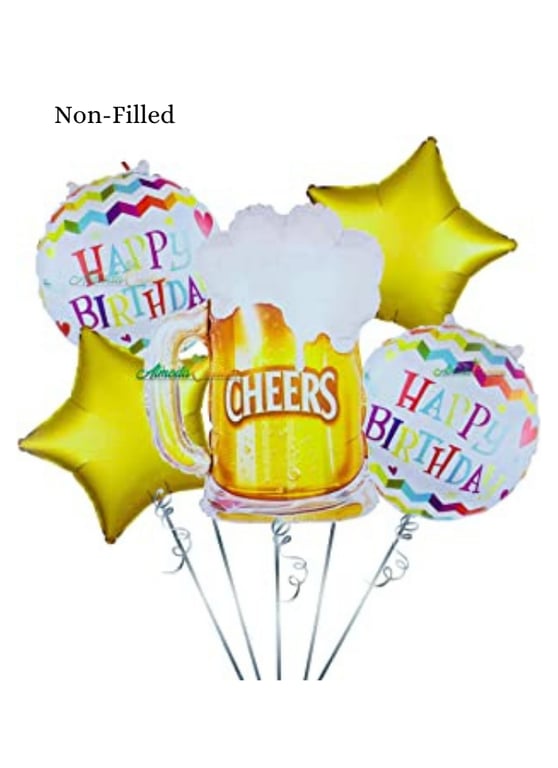 Beer Mug Happy Birthday 5 Piece Set Foil Balloon Yellow
