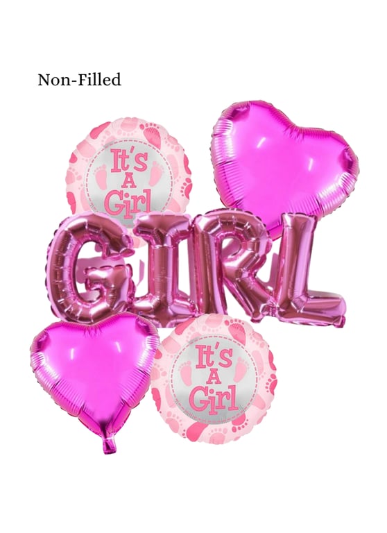 Girl 5 Piece Set Foil Balloon Pink