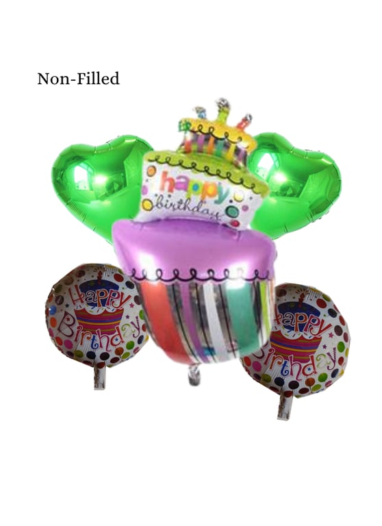 Happy Birthday Cake 5 Piece Set Foil Balloon Assorted