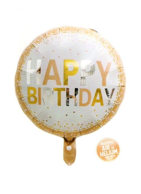 Happy Birthday Gold Border round foil balloon 18 inch pack of 1