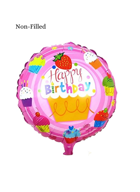 Happy Birthday Muffin Cup Foil Balloon 18 inch Pink