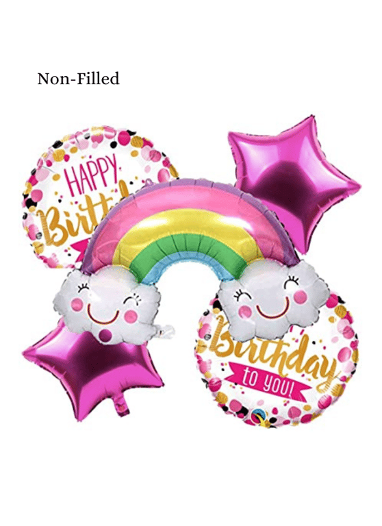 Happy Birthday Rainbow 5 Piece Set Foil Balloon Assorted