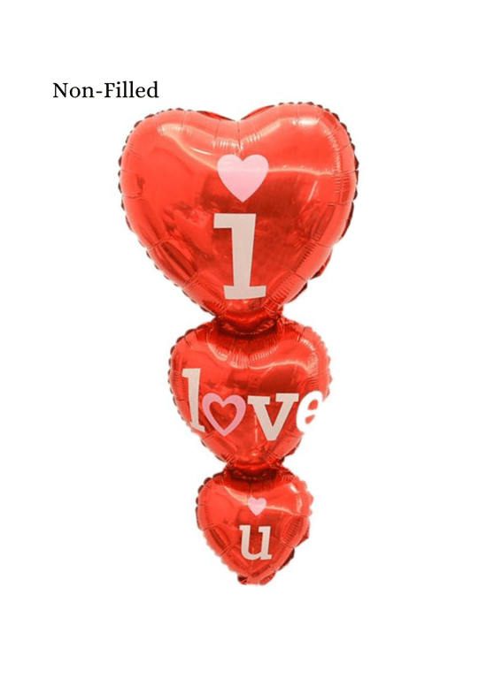 I Love You Three Hearts Foil Balloon 40 inch Red