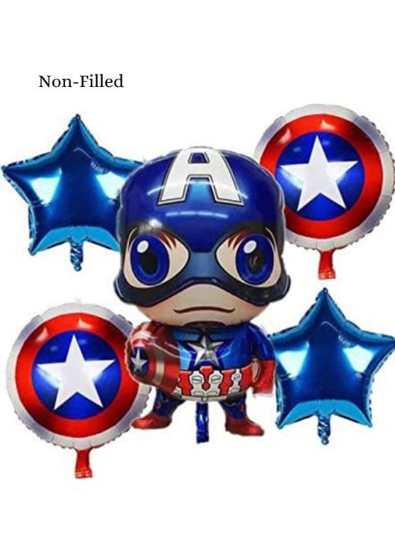 Little Captain America 5 Piece Set Foil Balloon Blue