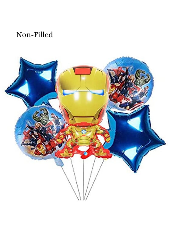 Little Iron Man 5 Piece Set Foil Balloon Yellow Blue