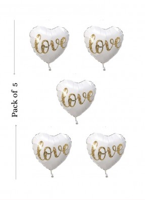 Love heart shape foil balloon 18 inch pack of 5