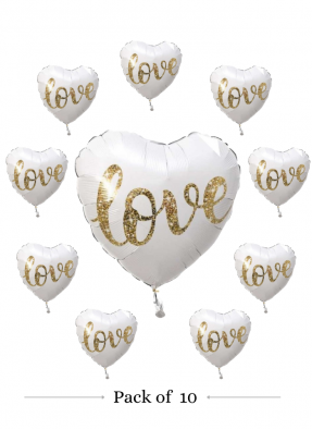 Love heart shape foil balloon 18 inch pack of 10