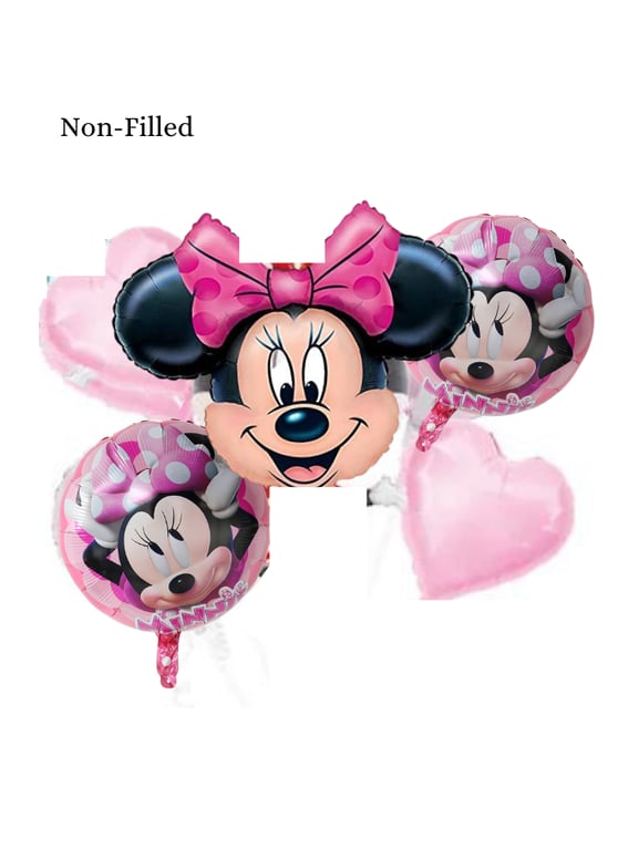 Minnie Mouse Face 5 Piece Set Foil Balloon Pink