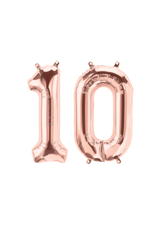 Number 10 Foil Balloon Rose Gold 16 inch pack of 1