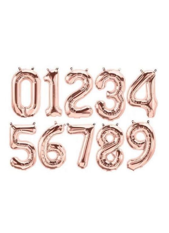 Number 0 To 9 Foil Balloon Rose Gold 10 pieces 16 inch pack of 1
