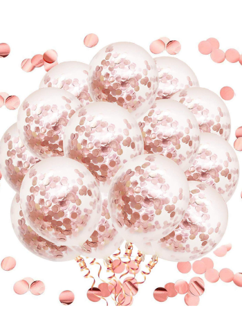 Confetti Prefilled Balloon latex Rose Gold 15 pieces 12 inch pack of 1