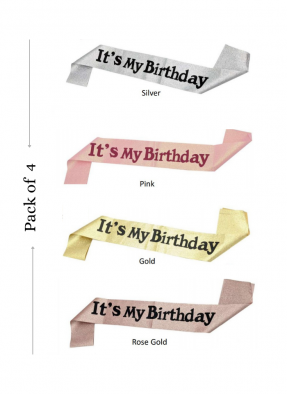 Glitter sash Its my Birthday Assorted Color 4 pieces pack of 1