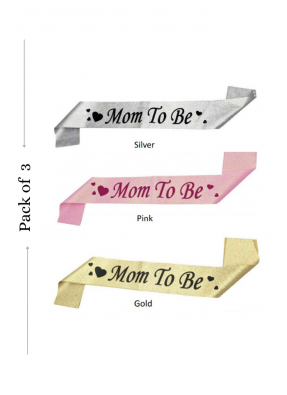 Glitter Sash Mom To Be Assorted Color 3 pieces pack of 1