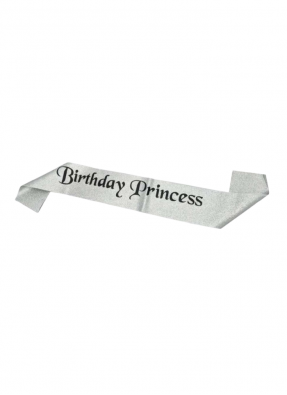 Silver Glitter Sash Birthday Princess pack of 1