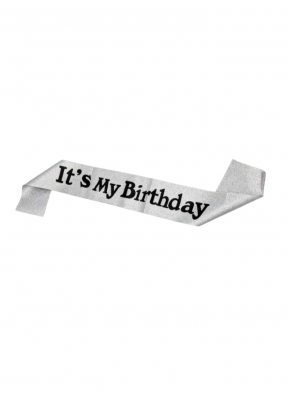 Silver Glitter Sash Its my Birthday pack of 1