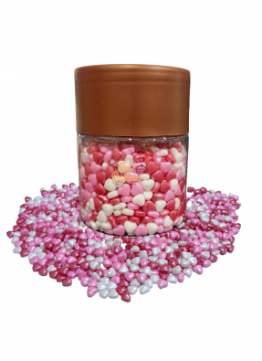 Pink Red White Heart 7 mm pack of 150 gram