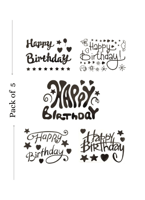 Balloon Sticker Happy Birthday for Bobo Balloon 5 Sheets Black A4 size pack of 1