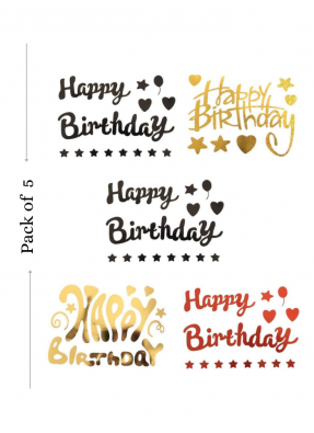 Balloon Sticker Happy Birthday for Bobo Balloon 5 Sheets Black Golden Red A4 size pack of 1