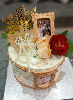 Anniversary Cake With Edible Photo Frame