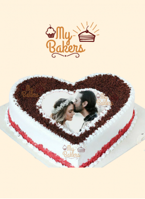 Chocolate Heart Anniversary Photo Cake
