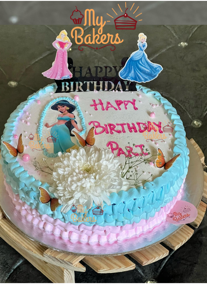 Barbie Girl White Flower Birthday Cake