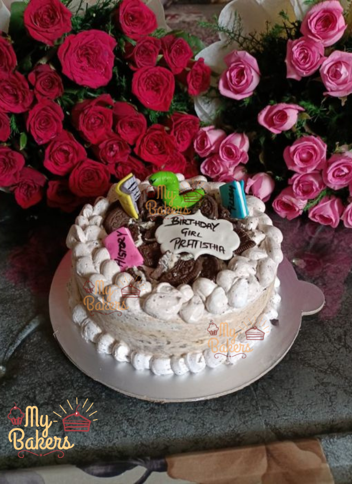 Bookworm Ice Cream Cake With Flower Bookey