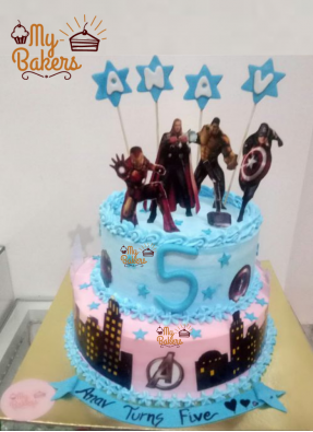 Avengers Theme 2 Tier Cake