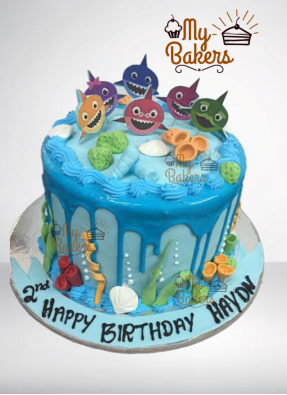 Baby Sea Animals Theme Birthday Cake