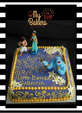 Disney Princess Jasmine Aladdin And Genie Theme Cake
