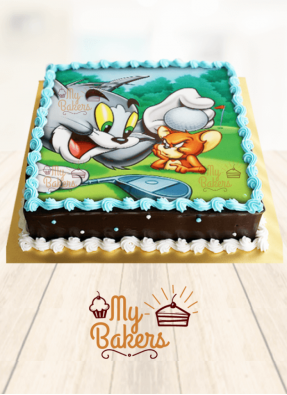Tom And Jerry Theme Photo Cake