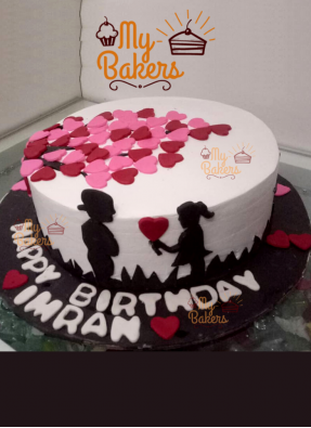 Fondant Hearts Birthday Cake