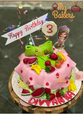 Fondant Fruit Covering Birthday Cake