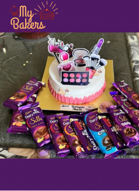 Make Up Theme Cake With 11 Chocolates