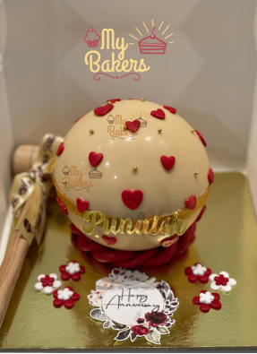 Pinata Hearts And Flower Anniversary Cake
